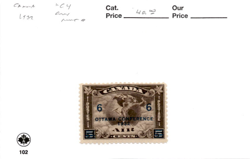 Canada, Postage Stamp, #C4 Mint Hinged, 1932 Airmail Globe (AJ)