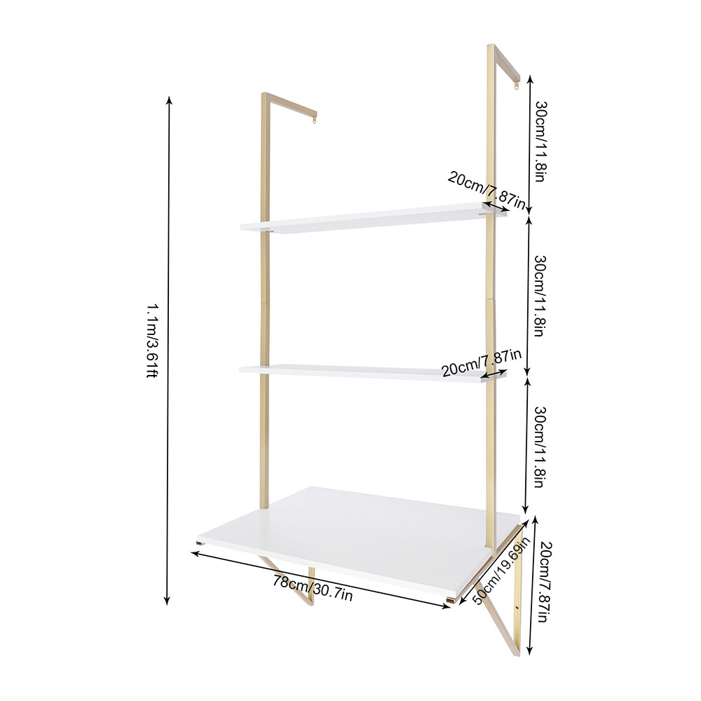 3 Layers Ladder Desk Computer Writing Table Floating Shelves Laptop Display Rack