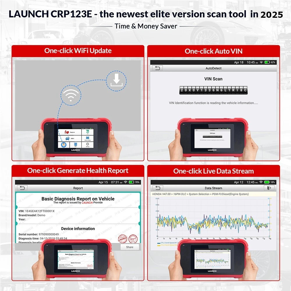 LAUNCH CRP123E OBD2 Scanner Check Engine ABS SRS Car Diagnostic Tool Code Reader