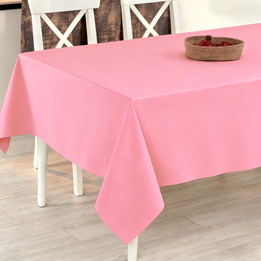 140x220cm Rectangle Tablecloth, Thickened Polyester Table Cloth Light Pink
