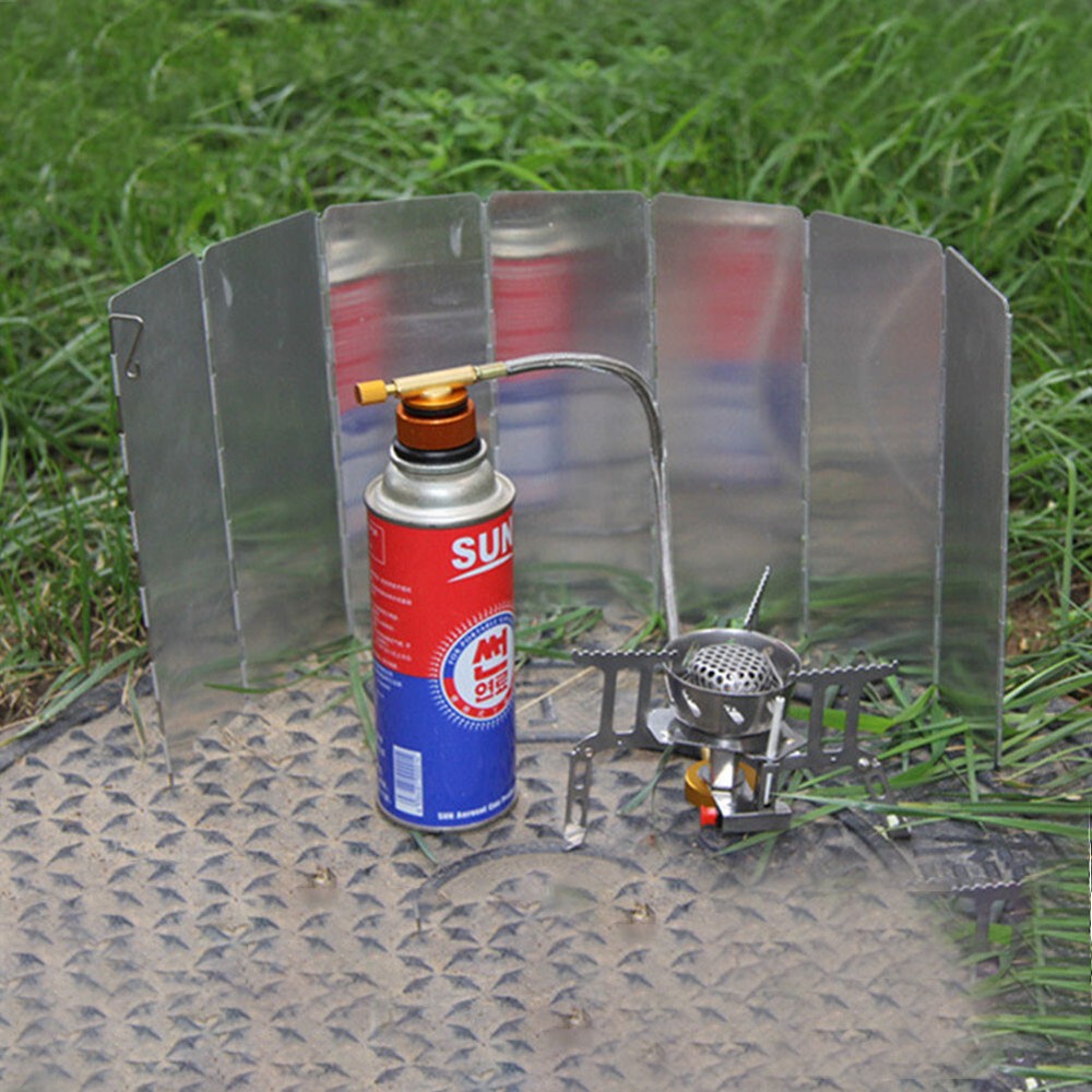 US 8 Pack Stove Windshield Folding Aluminum Camping Burner Windscreen Compact