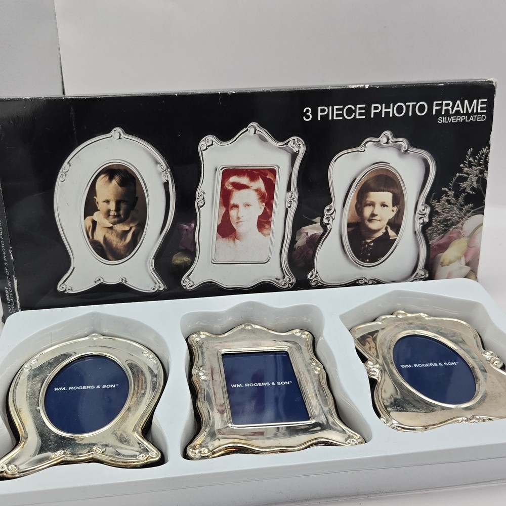Wm Rogers Silverplate Photo Frame Set Vintage