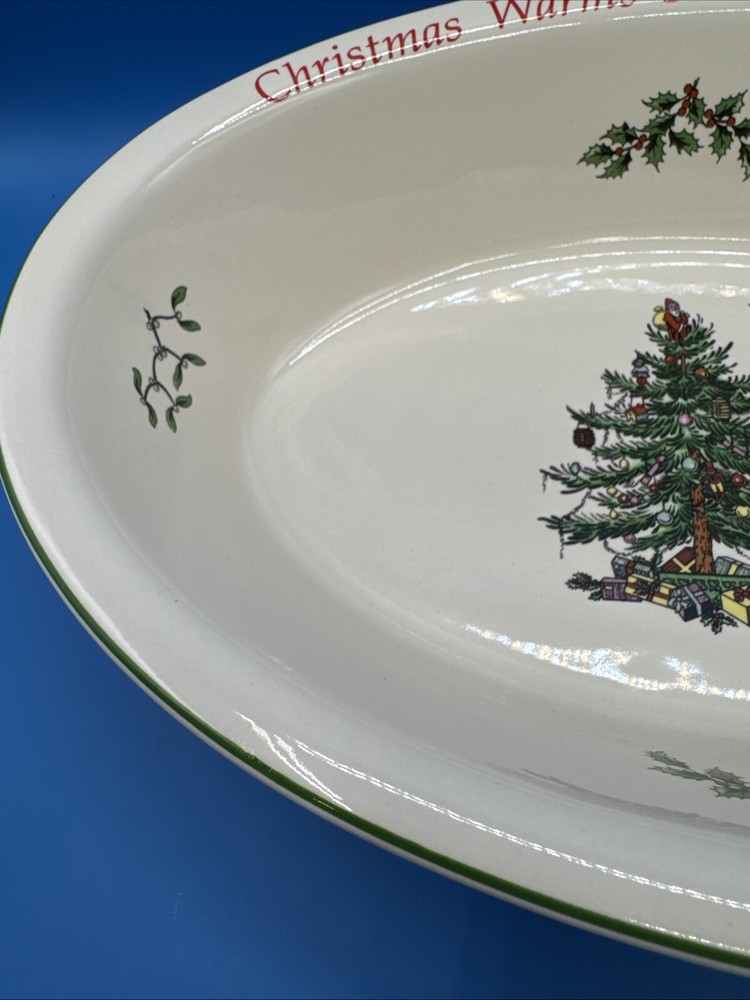 Spode Christmas Tree Sentiment Oval Rim Dish