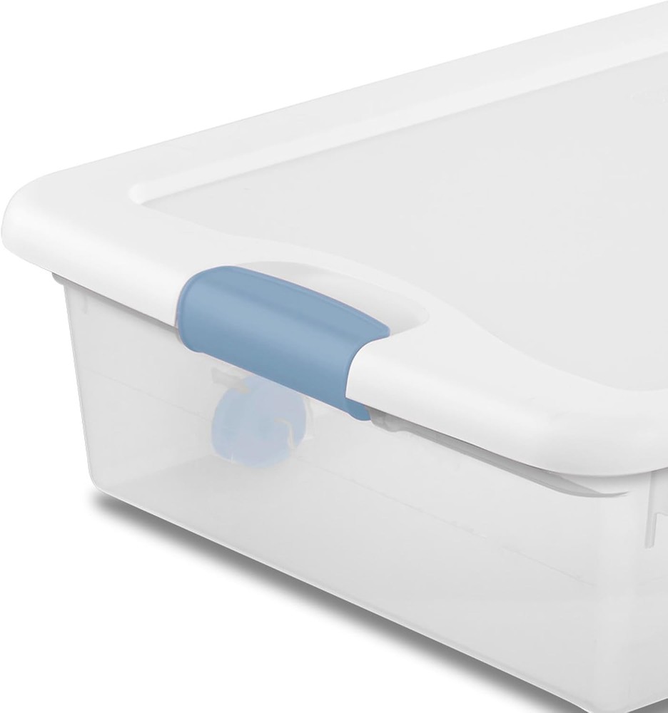 4-Piece 56-Quart Wheeled Locking Storage Crates, Clear Plastic