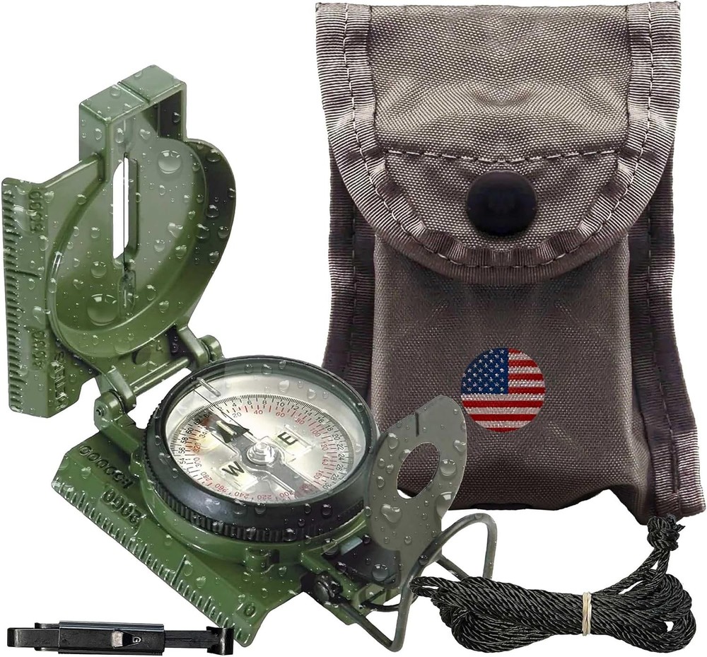 Compass Military Grade Phosphorescent Lensatic Compass Shock Sand & Waterproof