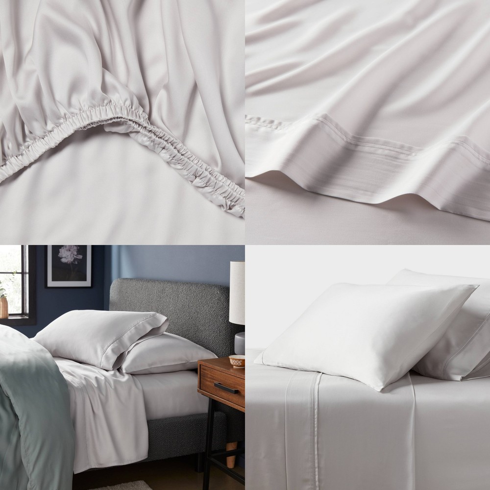 Twin/Twin XL 320 Thread Count Cool TENCEL Lyocell Sheet Set Light Gray