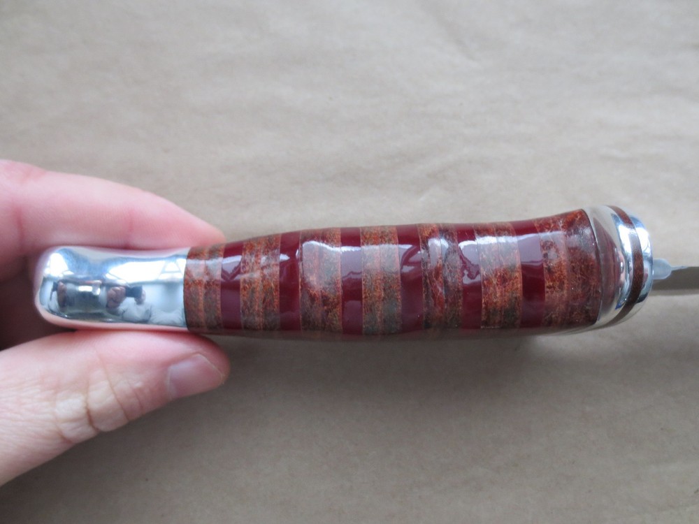 Custom Buck 119 Knife w/Sheath Leather Stacked Handle