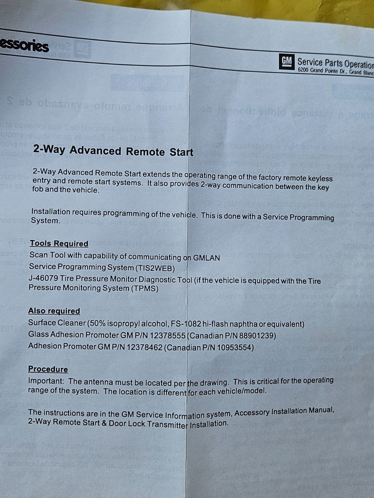 2008 NEW GM REMOTE START 2 WAY ADVANCED