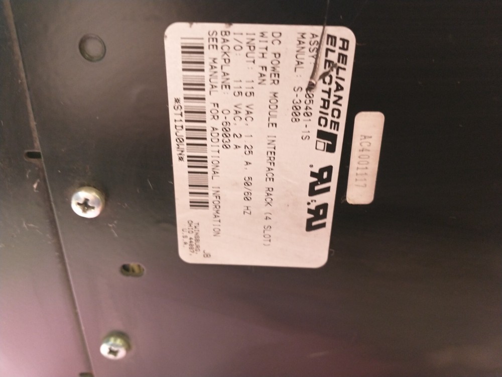 Reliance Electric DC Power Module Interface Rack 4 Slot 805401-1S