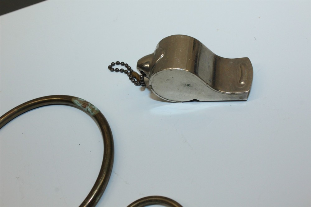 Vintage Solid Brass Whistle & Metal Whistle With Key Ring