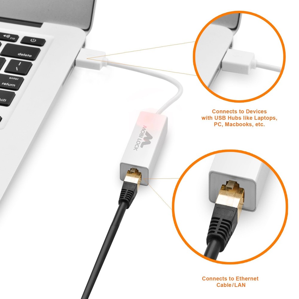 USB Ethernet LAN Network Adapter Compatible with Laptops and All USB 2.0 Comp...