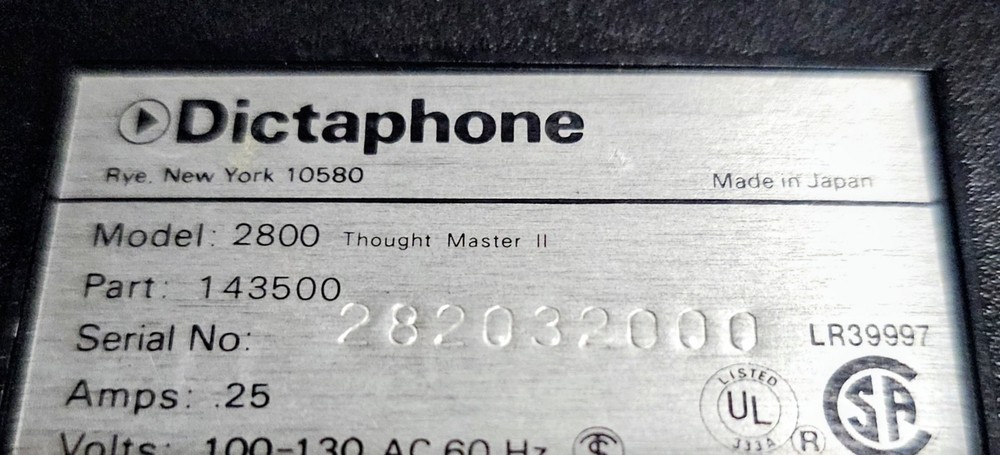 DICTAPHONE 3800 THOUGHTMASTER DICTATION MACHINE