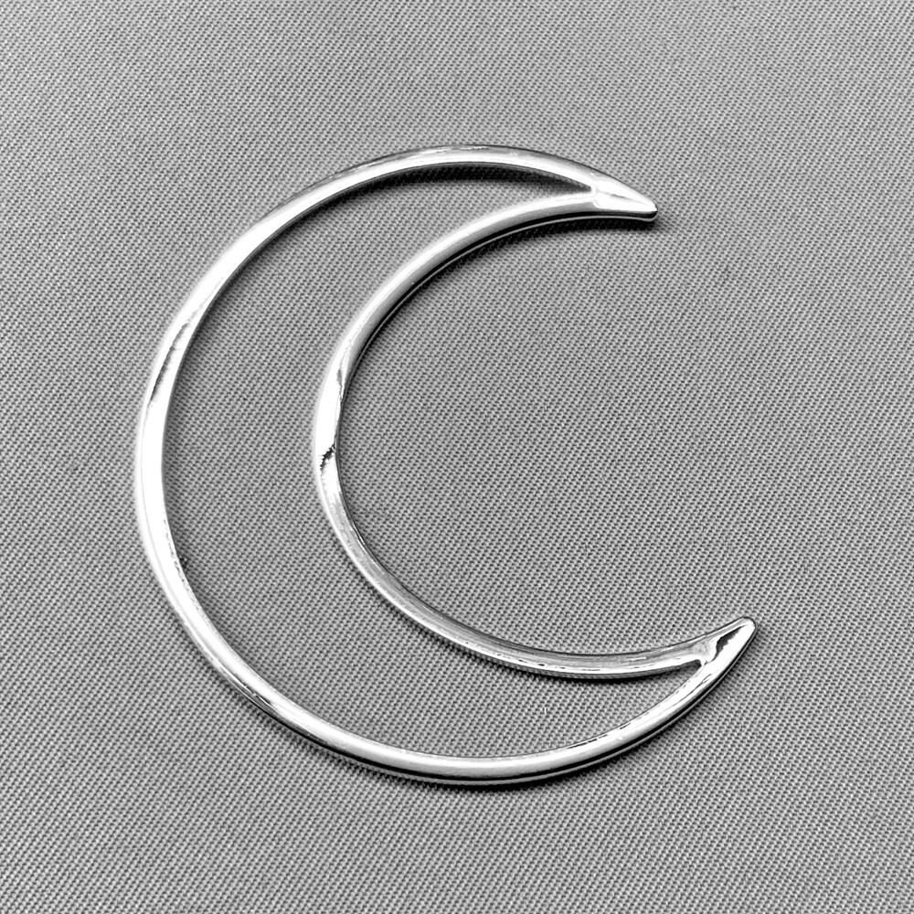 Large Crescent Moon Frame Links 49x40mm Platinum Plated Brass Q2 Per Pkg