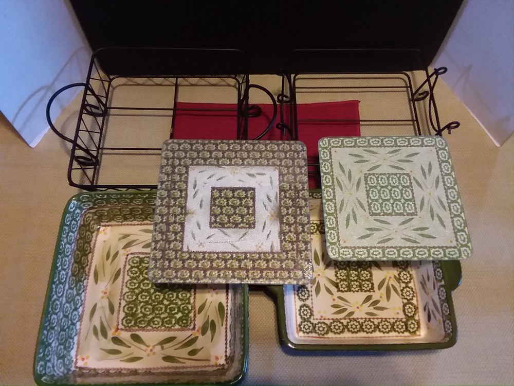 Temp-tations 7 pc Old World Green Bakeware Set Baking Set Cookware