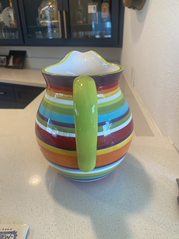Crate & Barrel Large Carnivale Stripe Pitcher