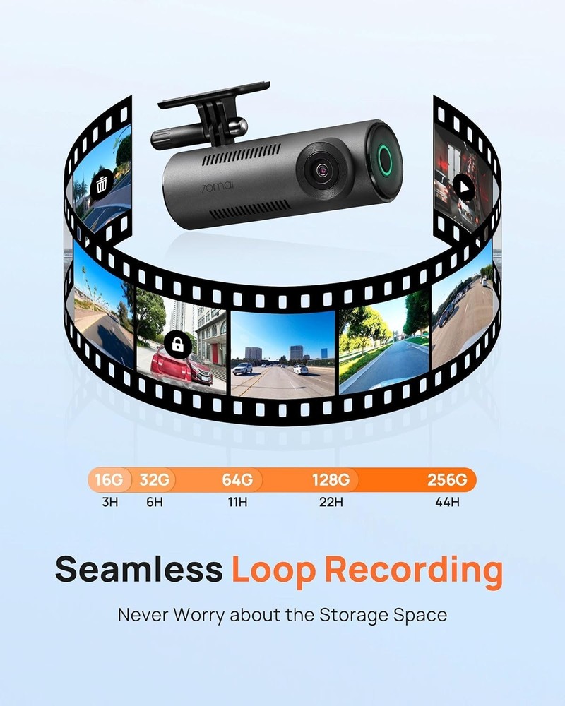 Front Dash Camera 130° Wide-Angle Loop Recording