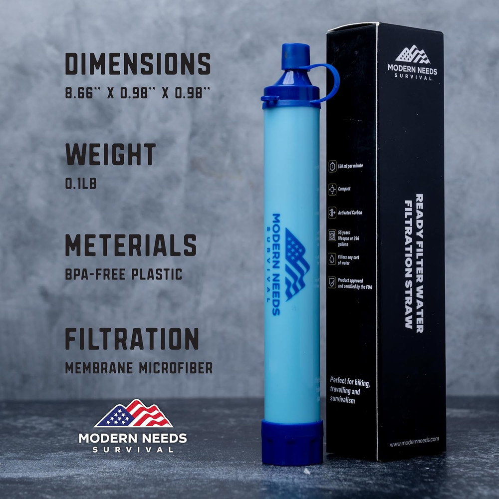 MODERN NEEDS Ready Filter Personal Water Filter Straw | Backpacking Water Filter