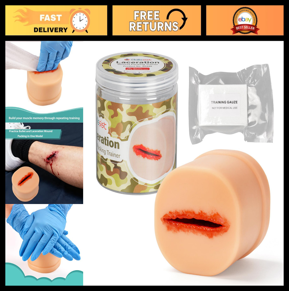 Laceration Wound Packing Simulator - Hemostasis & Bleed Control Trainer for Medi