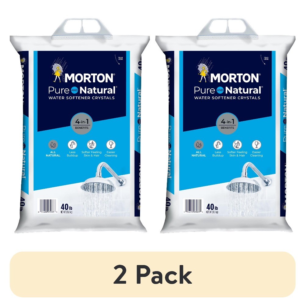 (2 pack) Morton Pure and Natural Water Softener Salt Crystals, 40 lb