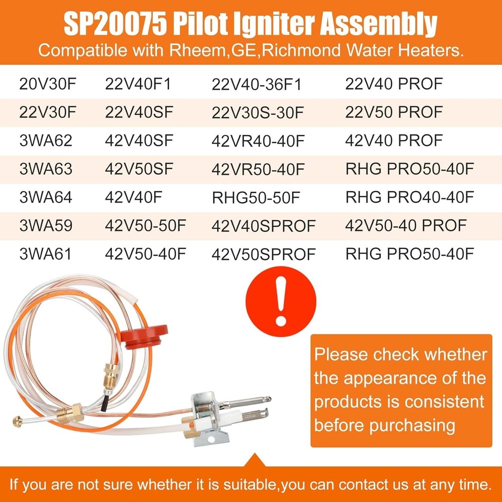 Upgraded Pilot and Igniter Assembly for Rheem Water Heaters - Fast & Easy Ins...