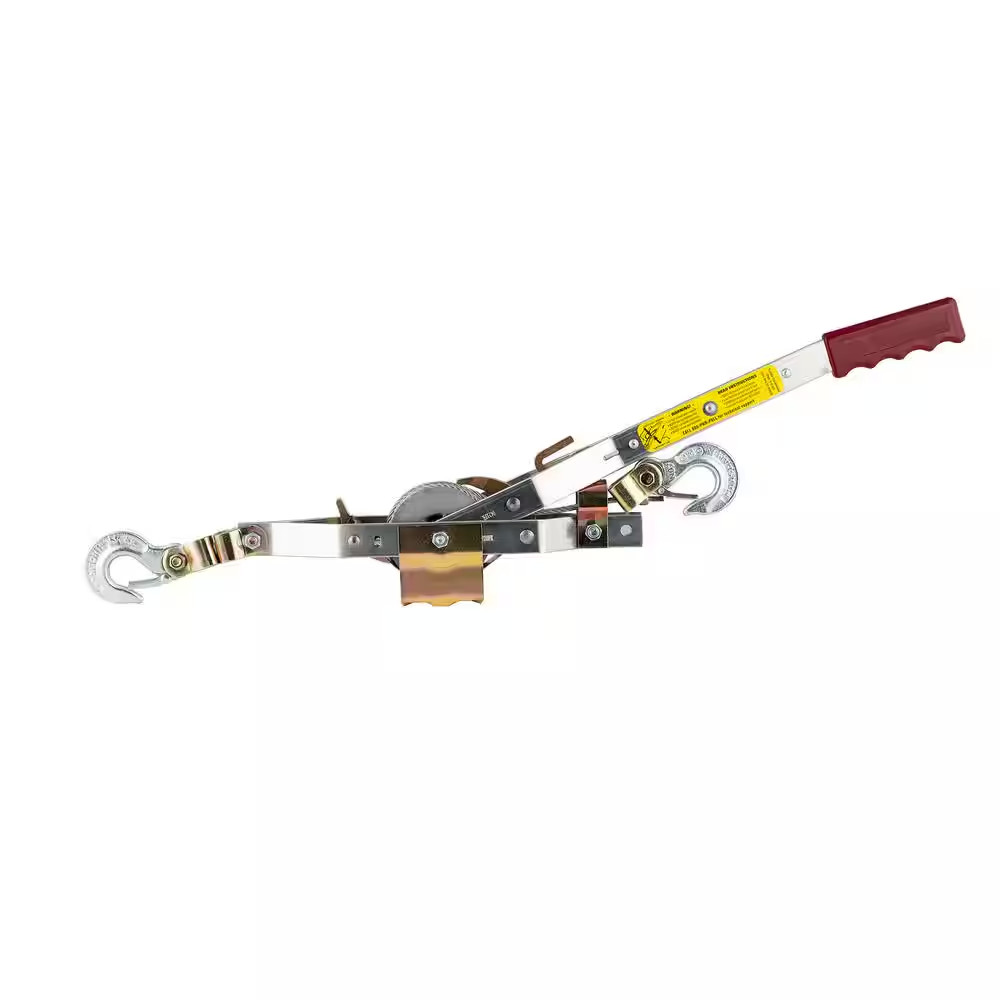 2,000 Lb. 1-Ton Capacity 12 Ft. Max Lift 15:1 Leverage Winch Puller Come along T