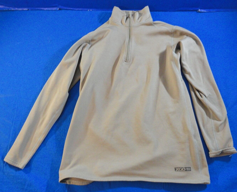 XGO KHAKI TAN QUARTER ZIP UP PULL OVER BASE LAYER LEVEL 2 SHIRT SMALL