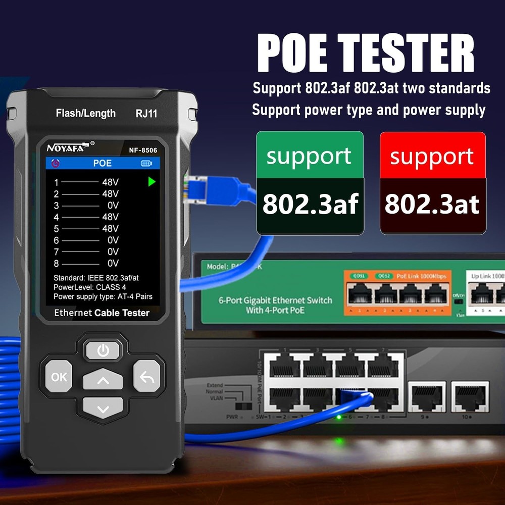 Handheld Network Cable Tester with Ping Function and Cable Length Measurement