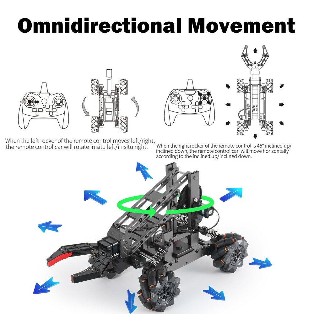 VANLINNY Robotic Arm Kit, DIY Engineering Educational Medium, 1#black