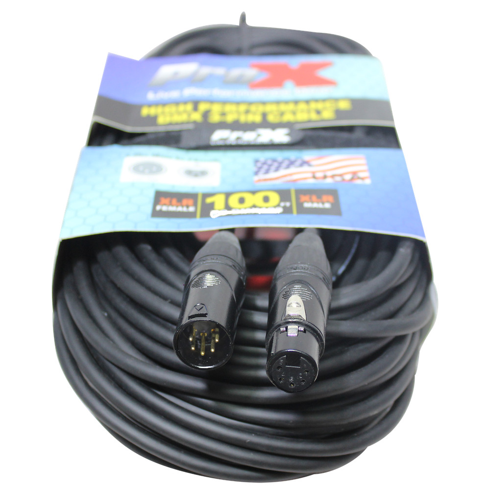 5 DMX Cables 5 Pin 100 ft Stage Lighting Light Shielded Cables