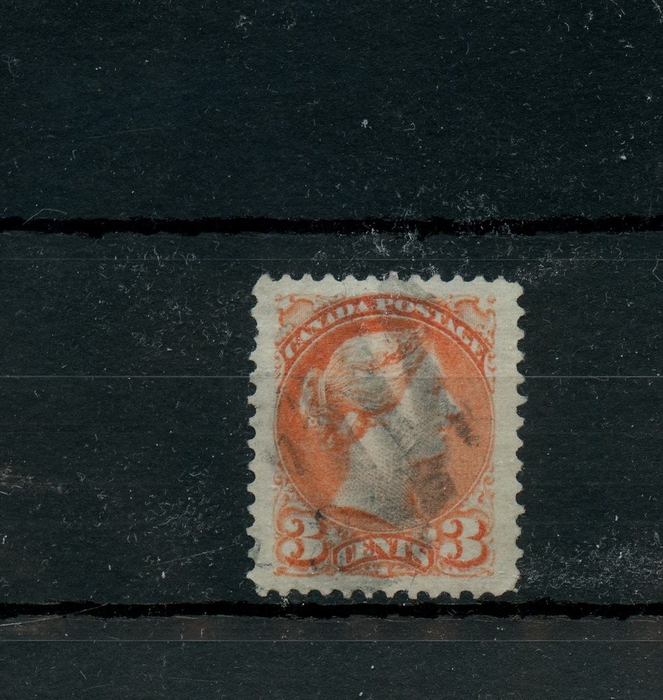 SUPERB  3 cent Small Queen centered light cancel, 1 in 1000, Canada used