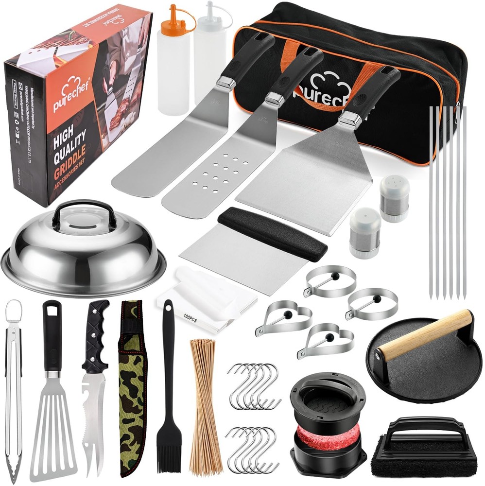 Griddle Accessories Kit set 238PCS Premium BBQ Tools with Case Black