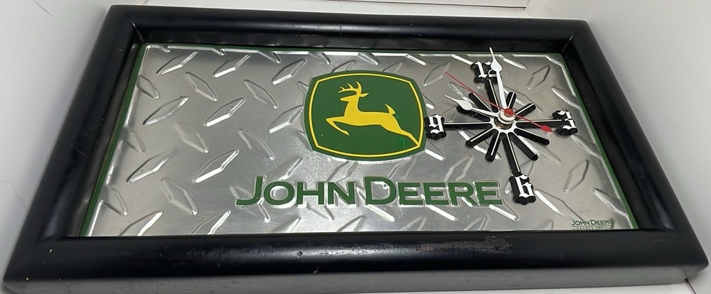 John Deere Clock Framed License Plate   Design Diamond Clock Works