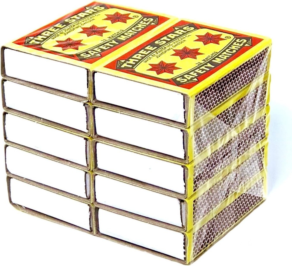 Three Stars Safety Matches, 10 pack