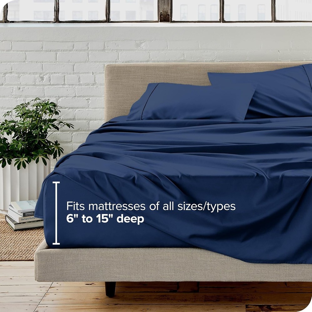 Ultra-Soft Dark Blue Full Sheet Set - Deep Pocket & All-around Elastic Bedding