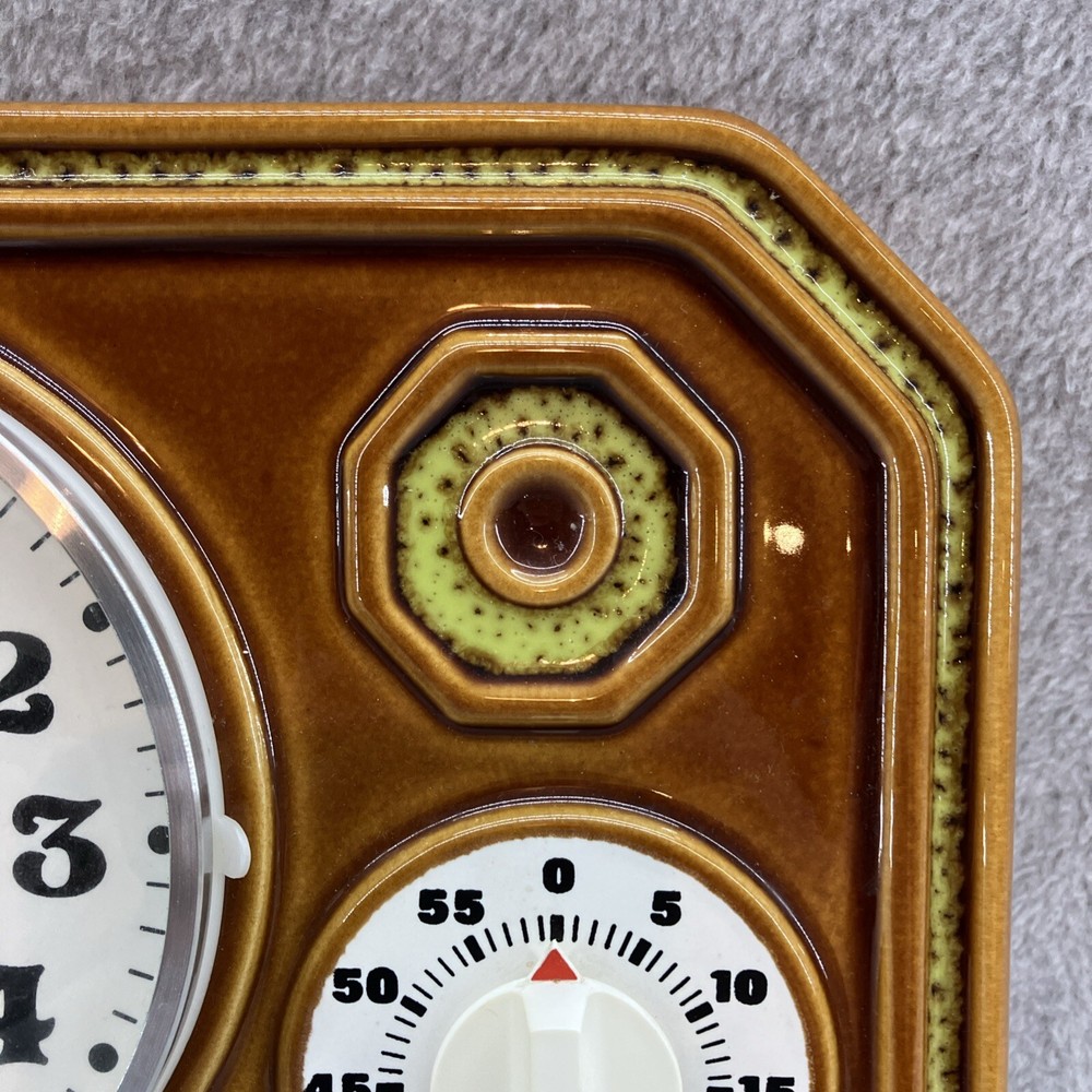 CERAMIC Top! Clock Vintage Quartz Kitchen Timer! 1960s Germany Please Read