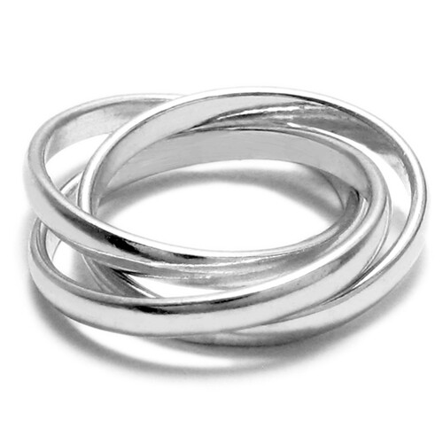 925 Sterling Silver Triple Three Interlocking Band Ring Size 6-9