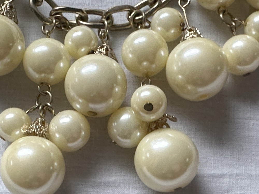 Faux Pearl Bib Dangle Collar Necklace n