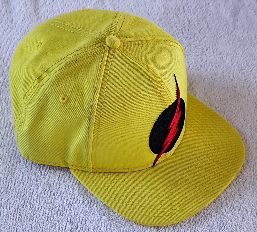 Reverse Flash Logo Flat Bill Snapback Hat Yellow