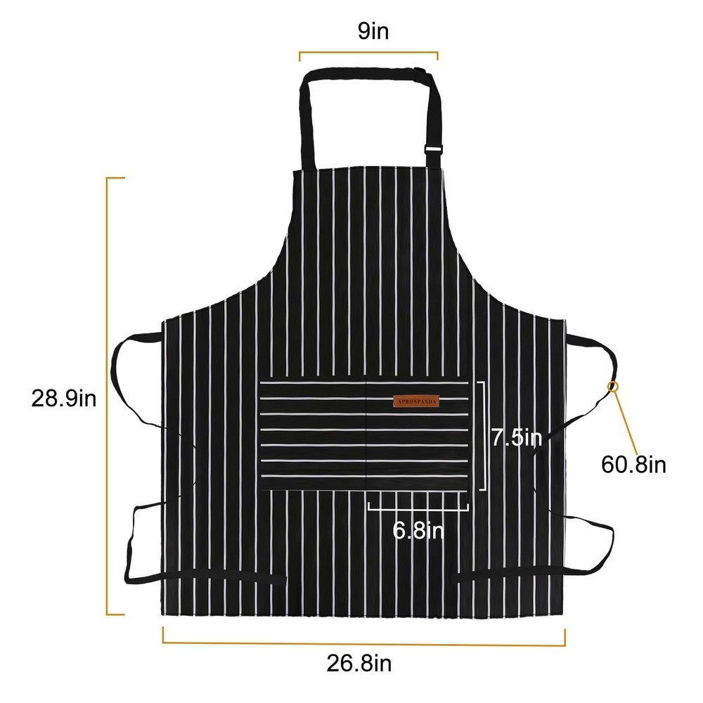 2-Pack Aprons for Women Men with Pockets, Adjustable Bib Kitchen Apron, Chef ...