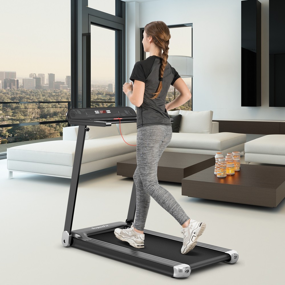 Folding Compact Walking Running Machine Electric Treadmill w/APP Control Speaker