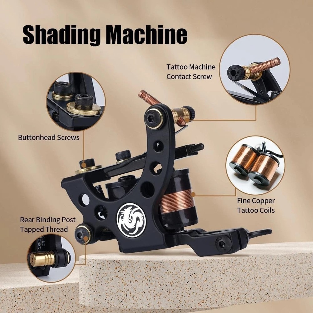Beginner-Friendly Tattoo Kit with Two Pro Machines, Ink & 20 Sterilized Needles