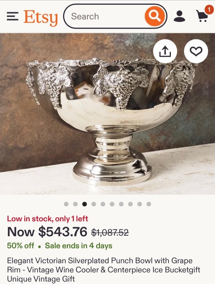 vintage silver plate punch bowl