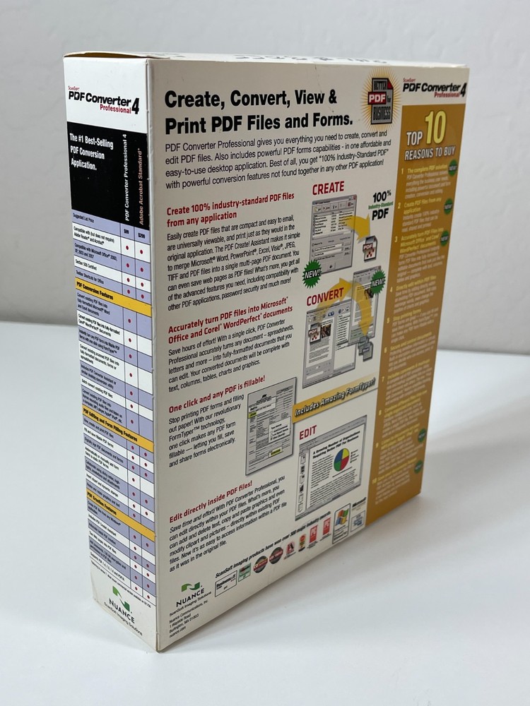 Nuance Scansoft PDF Converter Professional 4 PC Software Brand New in Big Box
