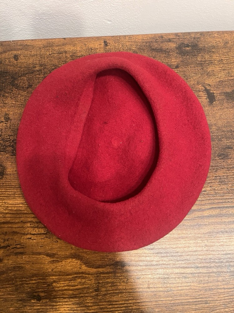 Red Wool Felt Beret Women's One Size Hat for Fall Winter Spring