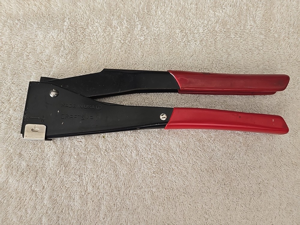 Vintage Sears Craftsman Rivet Setting Hand Tool With Red Grip Handle