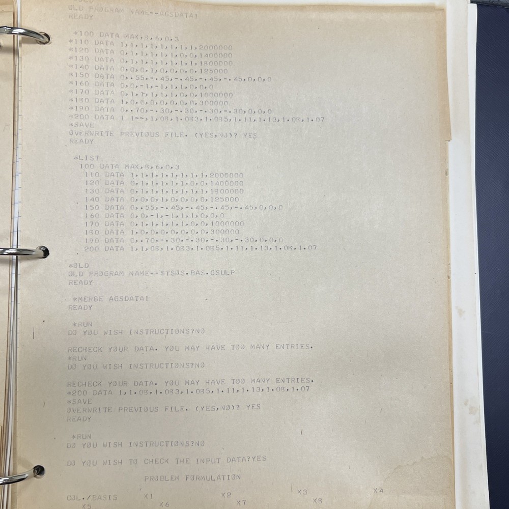 1976 IBM Era Mainframe BASIC Course Binder With Handwritten Notes