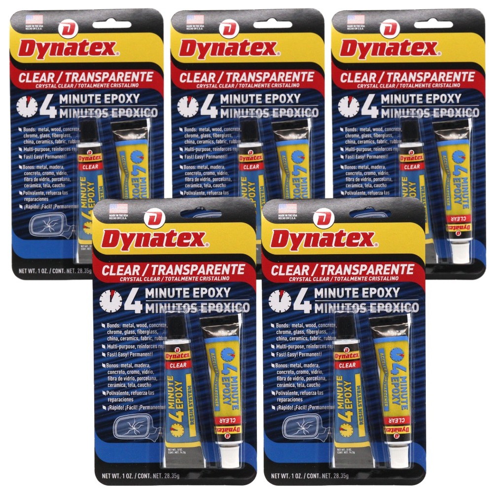 Dynatex 4 Min Clear Epoxy 2 oz - 60 Min Work Clear Bond (5-Pack)