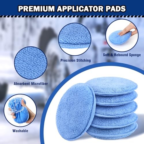 Car Wax Applicator Pad, Microfiber Applicator Pad for Buffing & Detail 12