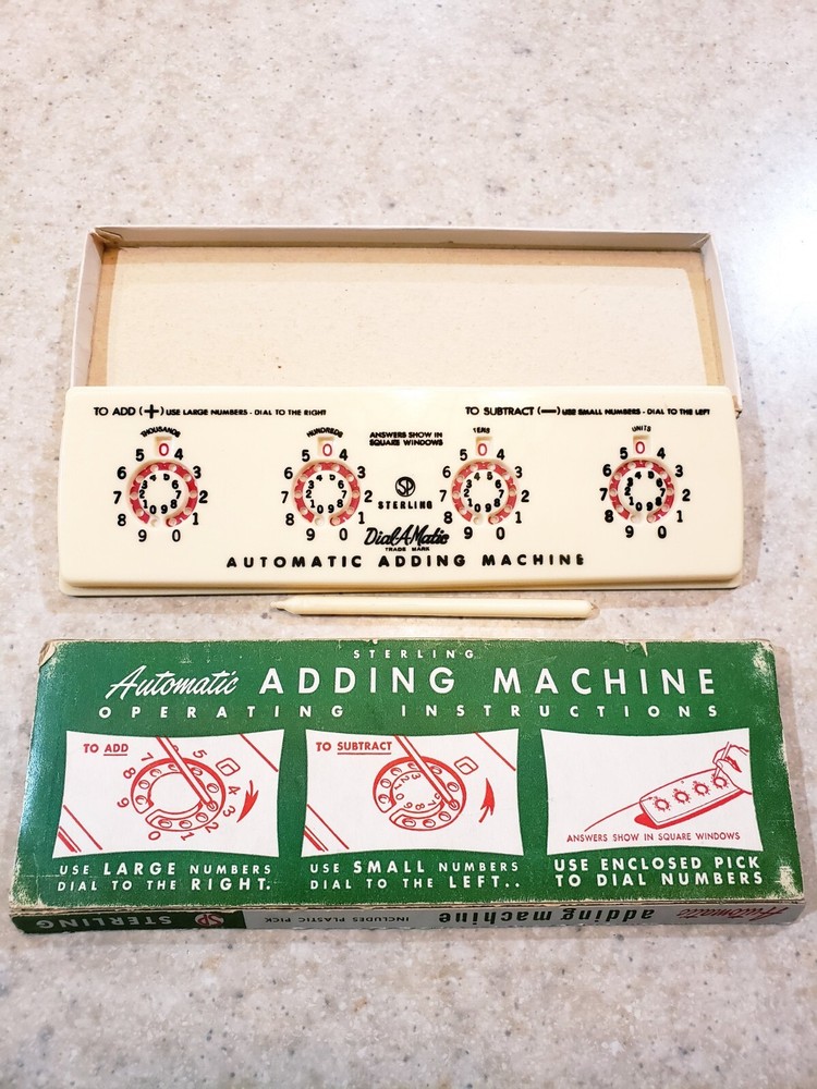 Vintage Adding Machine Sterling Automatic Adding Machine No. 565 With Pick & Box