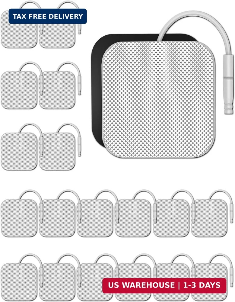 20PCS TENS Unit Electrode Pads 2x2 with Reusable Self-Adhesive Performance, Repl
